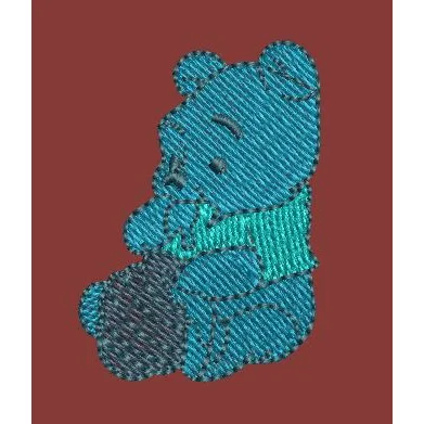 Stylized Teddy in Blue Embroidery Design
