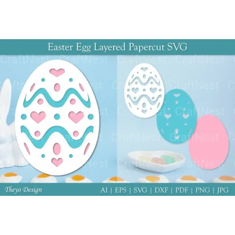 Easter Egg Layered Papercut SVG Bundle