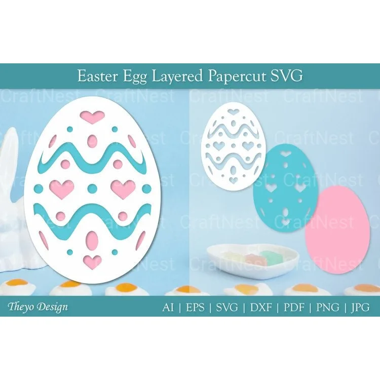 Easter Egg Layered Papercut SVG Bundle