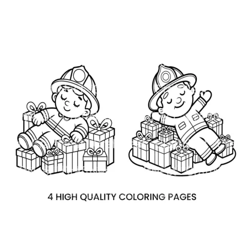 Sleeping Firefighter Christmas Coloring Books