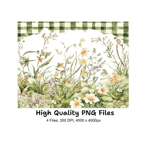 Gingham Floral Clipart Bundle