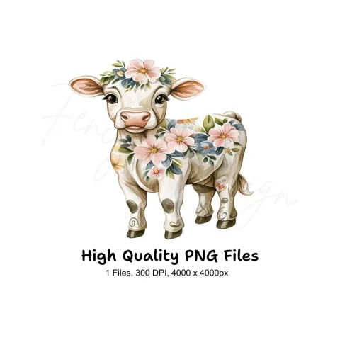 Cute Floral Calf Clipart Bundle