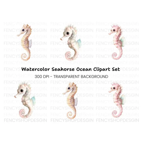 Cute Seahorse Clipart Bundle