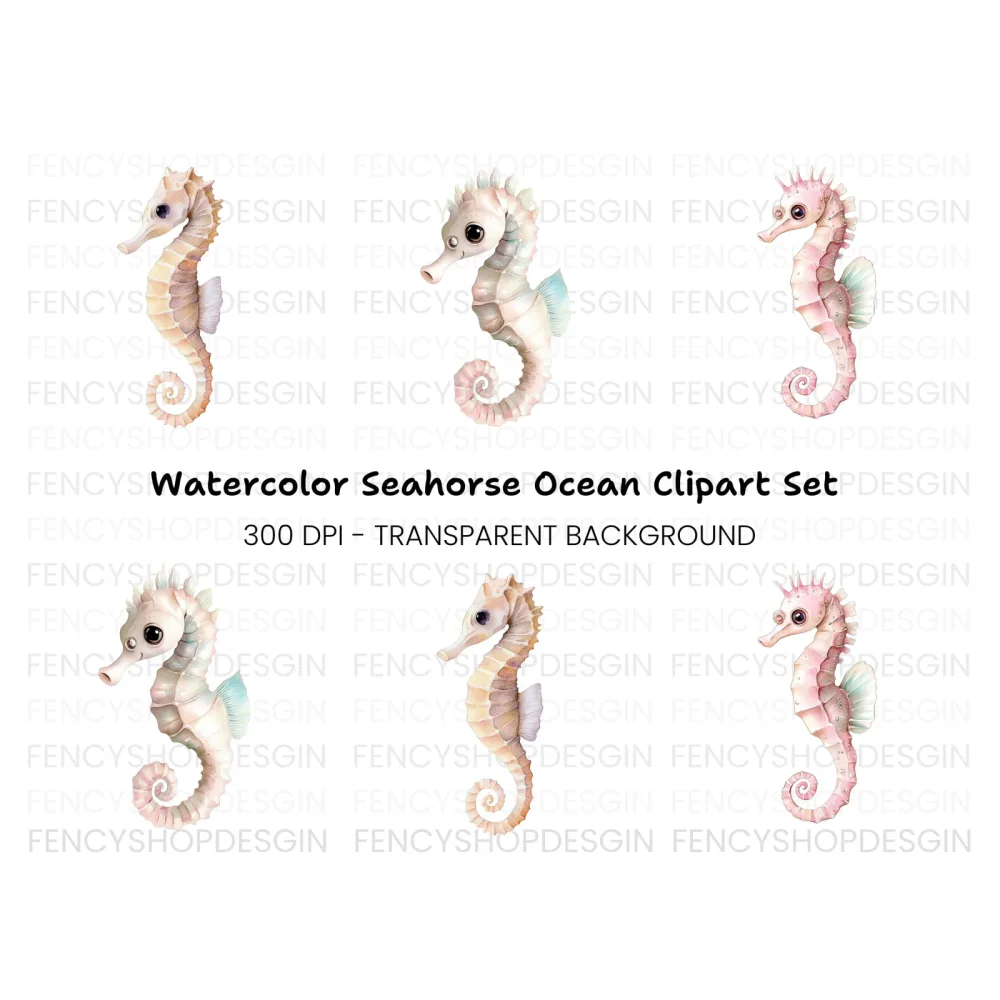 Cute Seahorse Clipart Bundle