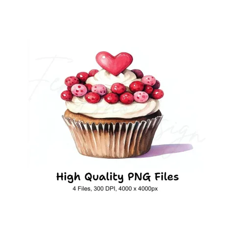 Valentine's Day Cupcakes Clipart Bundle