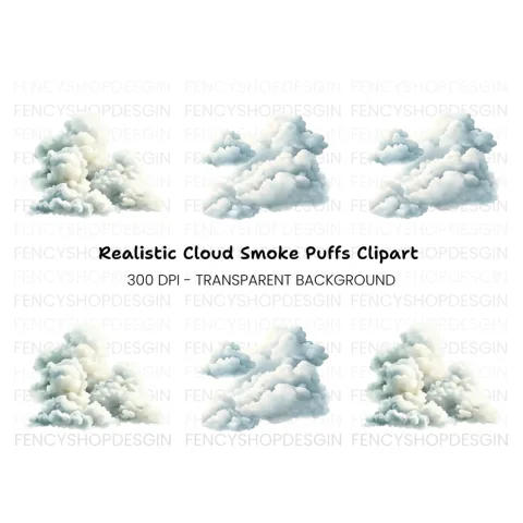 Realistic Smoke and Cloud Clipart Bundle