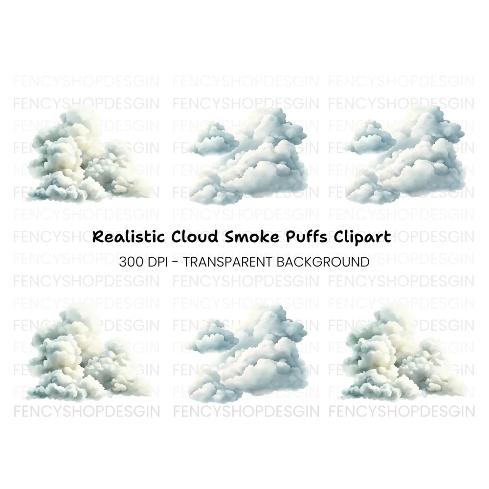 Realistic Smoke and Cloud Clipart Bundle
