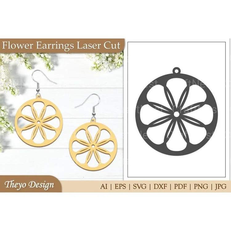 Lasercut Flower Earrings SVG Bundle
