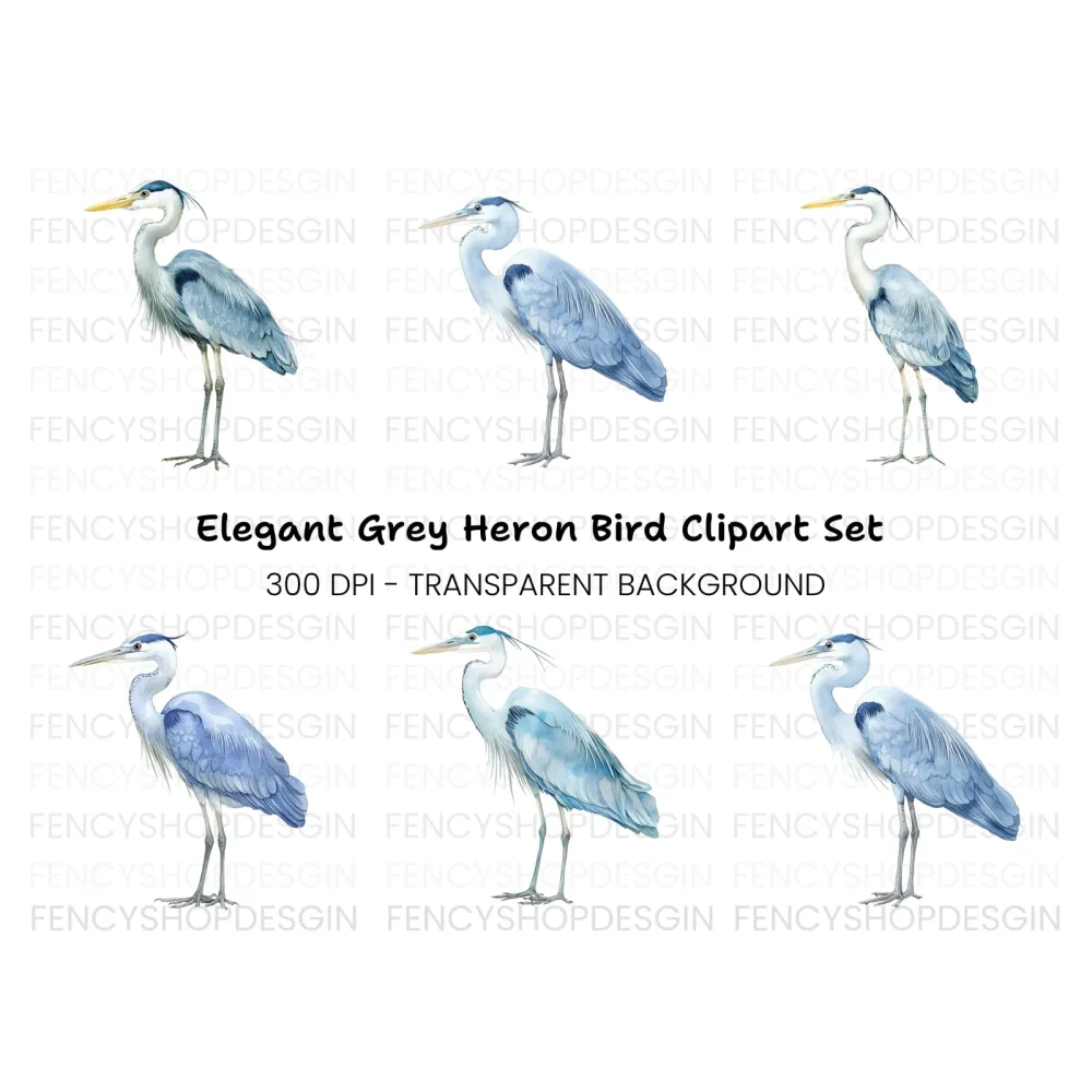 Elegant Heron Bird Clipart Bundle