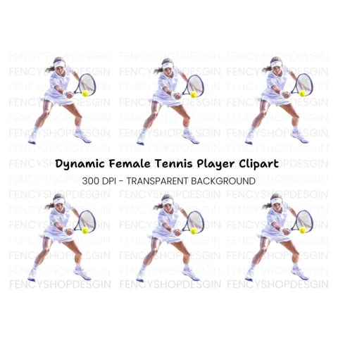 Dynamic Female Tennis Player Clipart Bundle