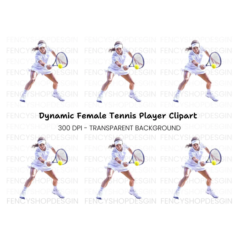 Dynamic Female Tennis Player Clipart Bundle