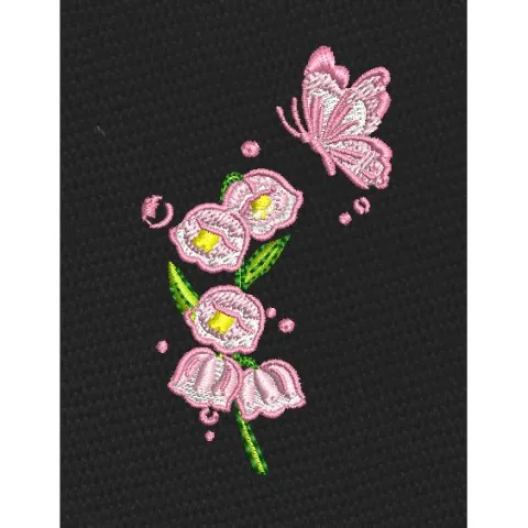Lily Butterfly Pink Embroidery Design