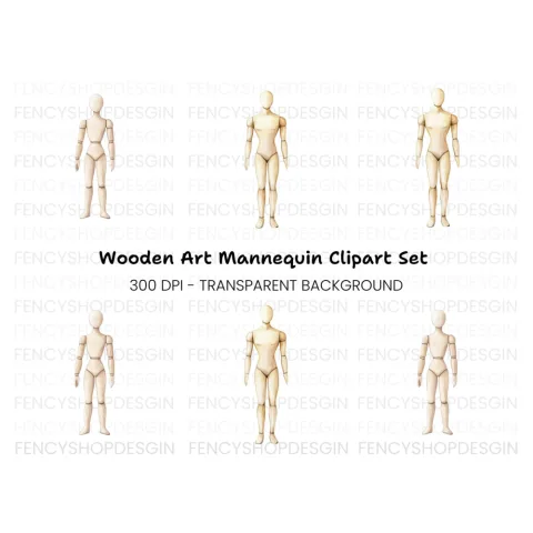 Articulated Wooden Mannequins Clipart Bundle