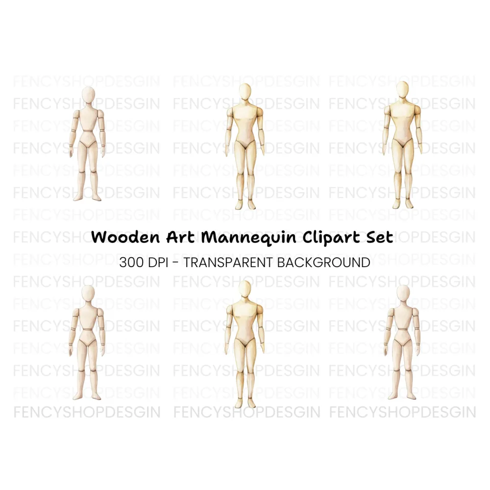Articulated Wooden Mannequins Clipart Bundle