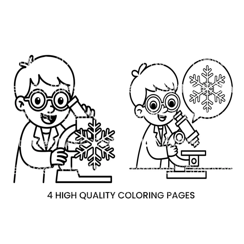 Scientist Observing Snowflake Coloring Books