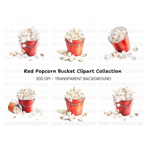 Popcorn Buckets Clipart Bundle