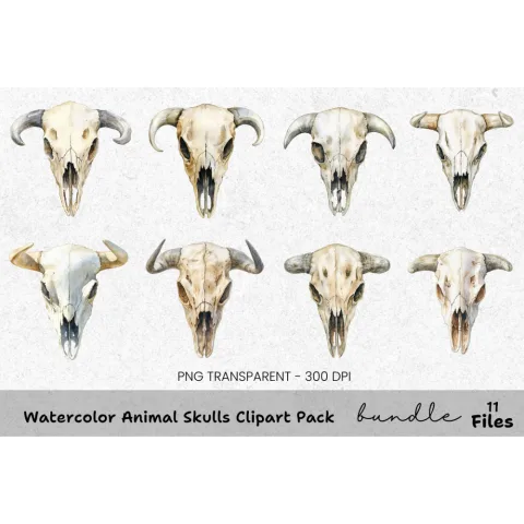 Animal Skulls Clipart Bundle