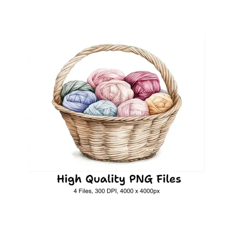 Yarn Basket Clipart Bundle
