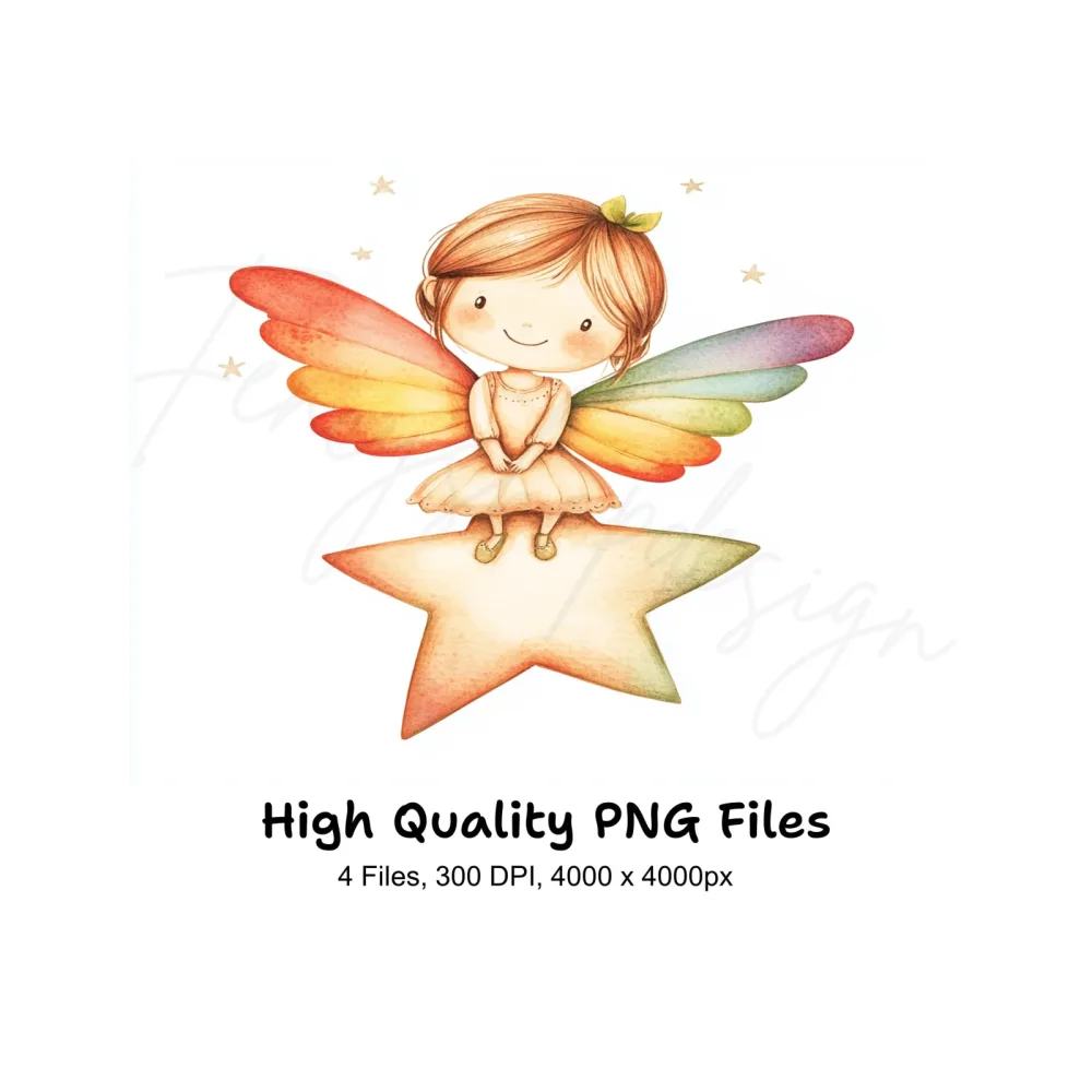 Cute Star Sitting Fairies Clipart Bundle