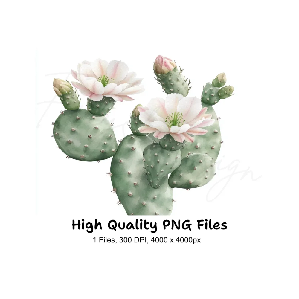 Prickly Pear Cactus Clipart Bundle
