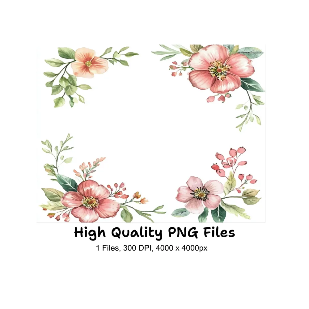 Elegant Floral Corner Frames Clipart Bundle