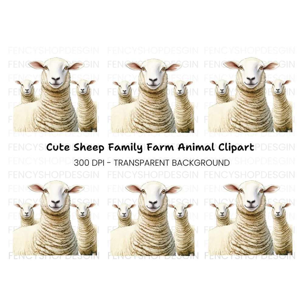 Cute Sheep Family Clipart Bundle