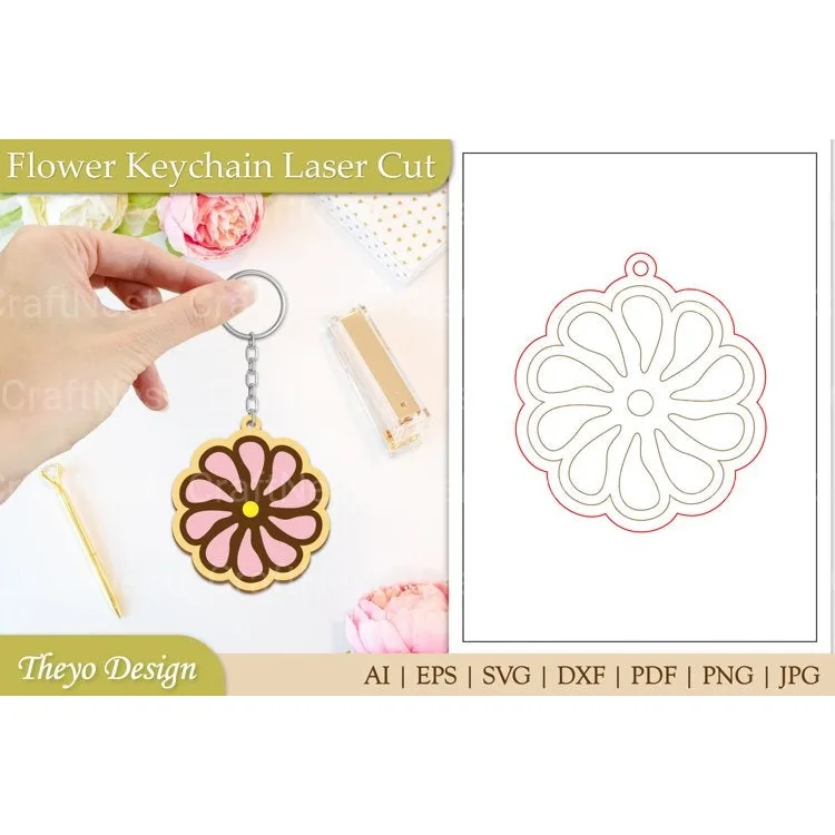 Flower Keychain SVG Bundle