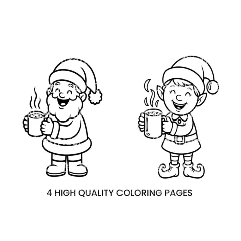 Santa and Elf Hot Drink Coloring Books