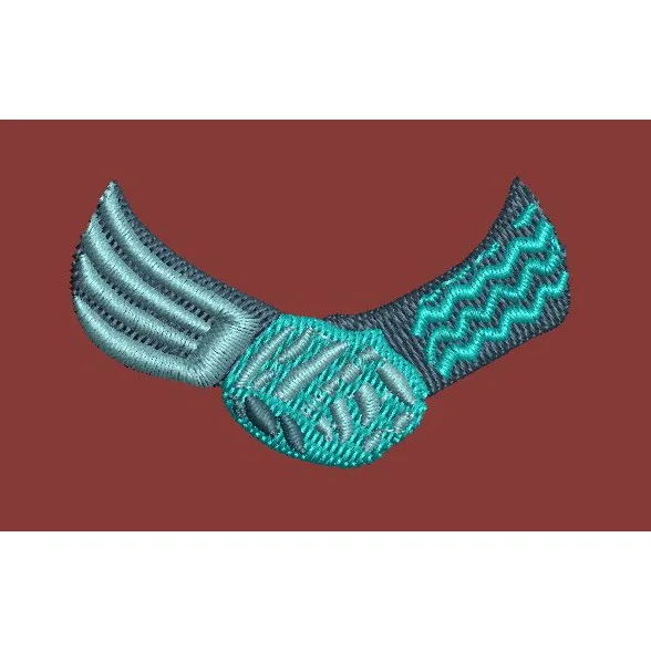 Teal Winged Geometric Motif Embroidery Design