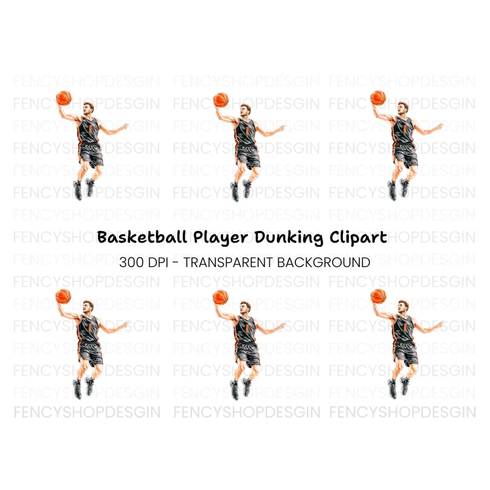 Basketball Player Slam Dunk Clipart Bundle