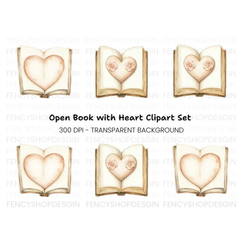 Heart Book Clipart Bundle