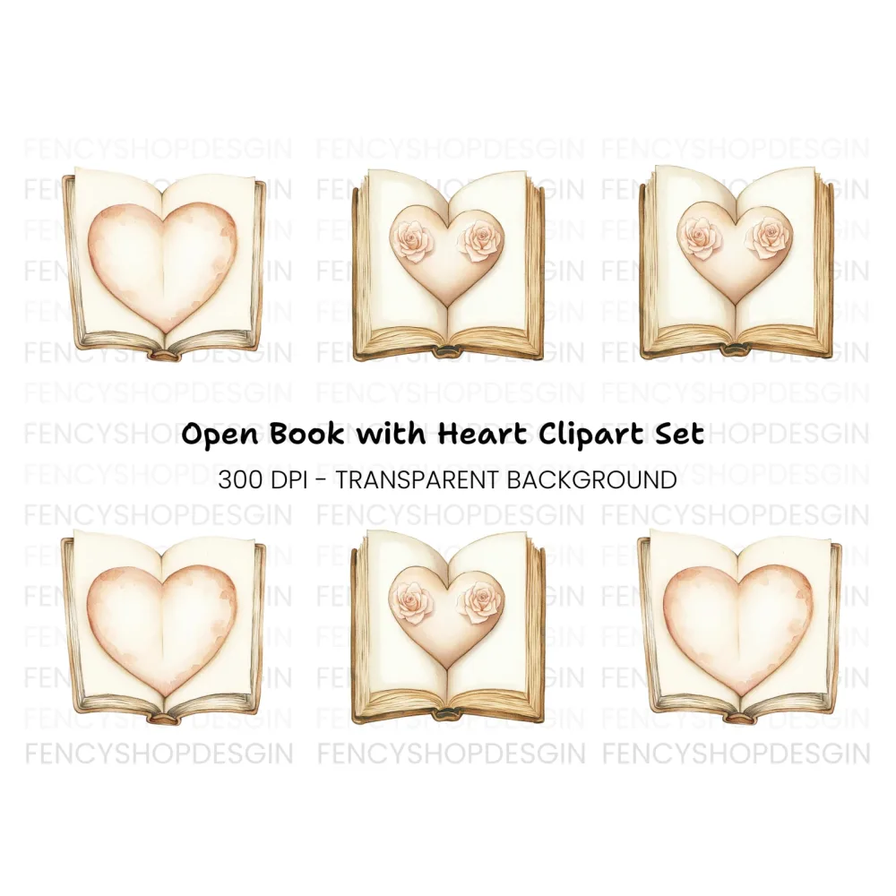 Heart Book Clipart Bundle