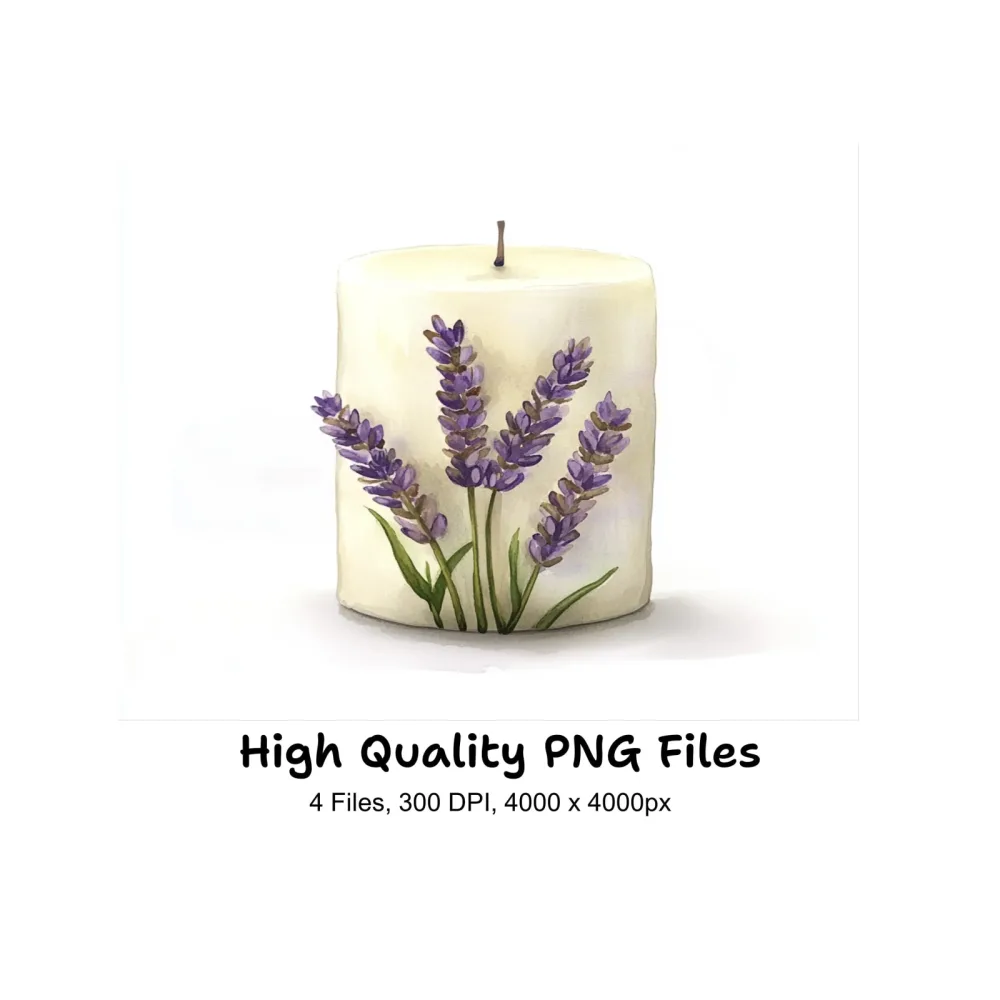 Lavender Candle Illustrations Clipart Bundle
