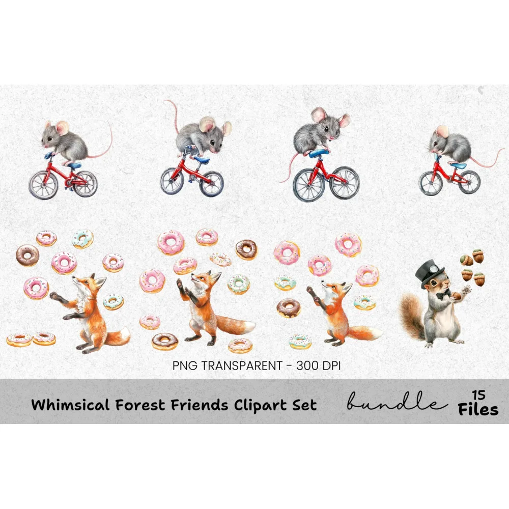 Whimsical Forest Friends Clipart Bundle