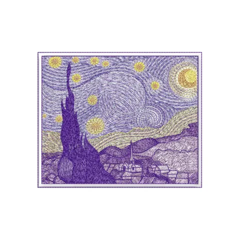 Starry Night Embroidery Design