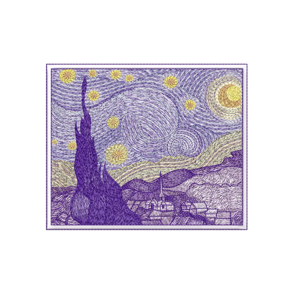 Starry Night Embroidery Design