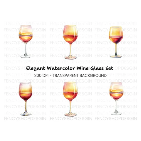 Wine Glass Clipart Bundle