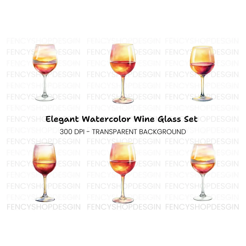 Wine Glass Clipart Bundle