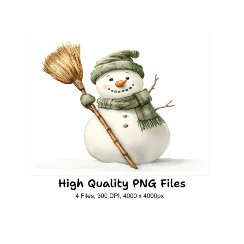 Cute Snowman Winter Clipart Bundle