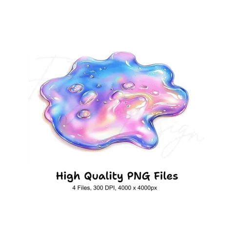 Iridescent Slime Blob Clipart Bundle
