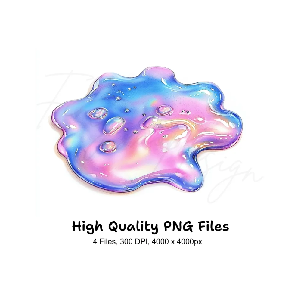 Iridescent Slime Blob Clipart Bundle
