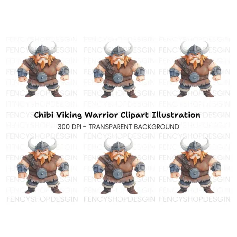 Chubby Viking Warrior Clipart Bundle