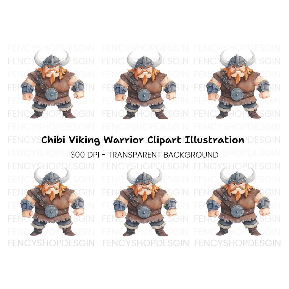 Chubby Viking Warrior Clipart Bundle