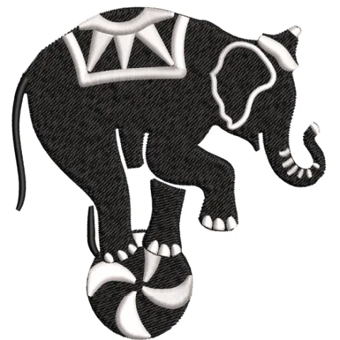 Elephant With Ball Embroidery Design