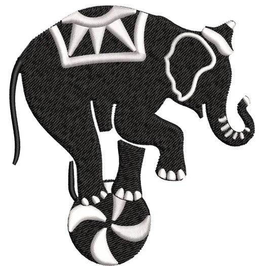 Elephant With Ball Embroidery Design