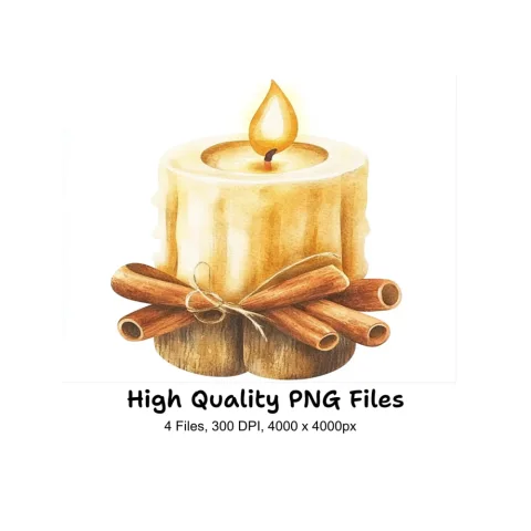 Cozy Cinnamon Candle Clipart Bundle
