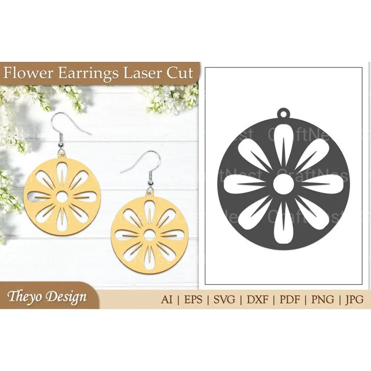 Lasercut Flower Earrings SVG Bundle
