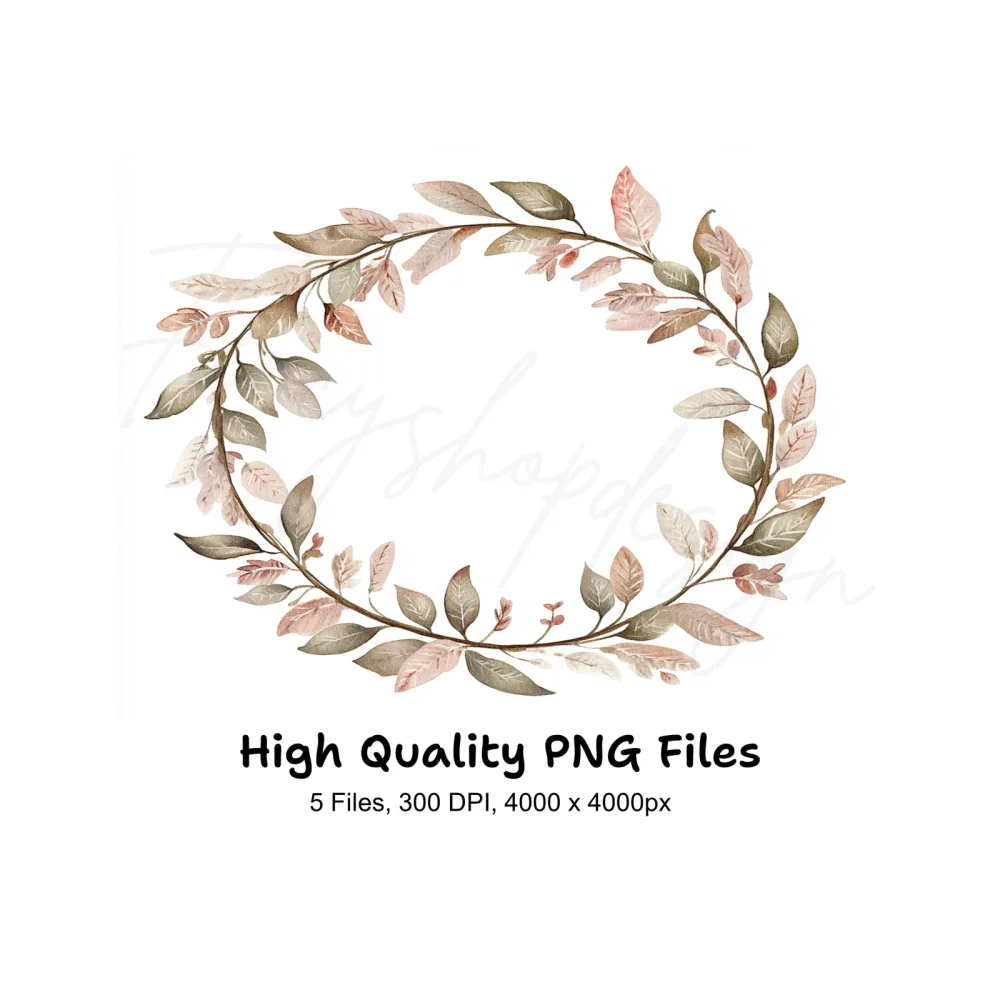 Autumn Leaves Wreath Clipart Bundle