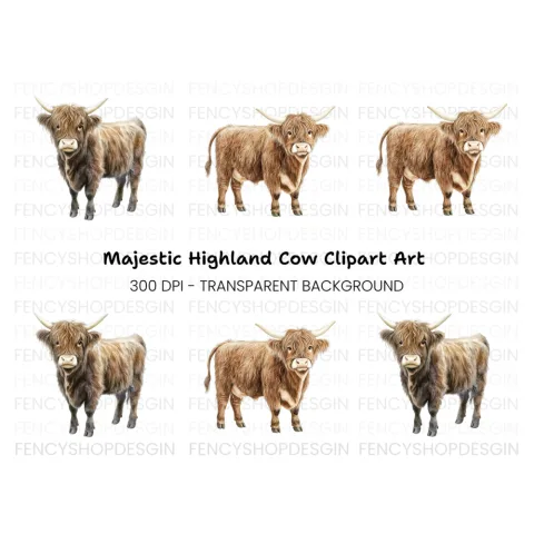 Highland Cow Clipart Bundle