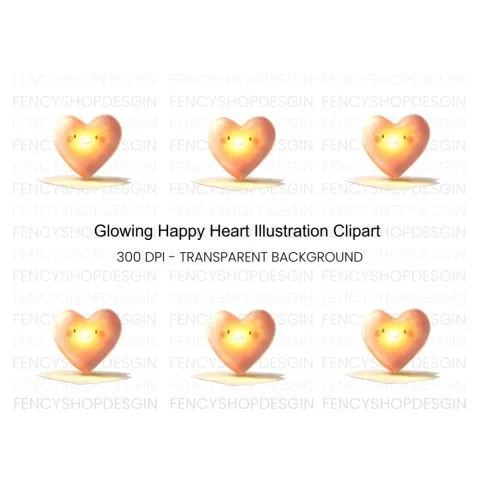 Glowing Happy Heart Clipart Bundle